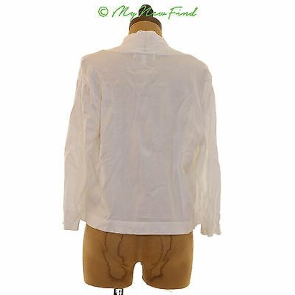 Chaus New York Short Open Cardigan Sweater Top Size S Rib Knit White EUC B77 - Picture 3 of 4
